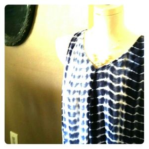 Blue tie dye scoop neck top